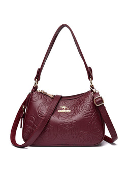 Image of Soft Leather Textured Ethnic Style Simple Versatile Large Capacity Shoulder Messenger Bag