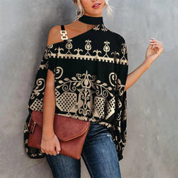 Image of Women's Fashion Bat Sleeve Printed Shirt