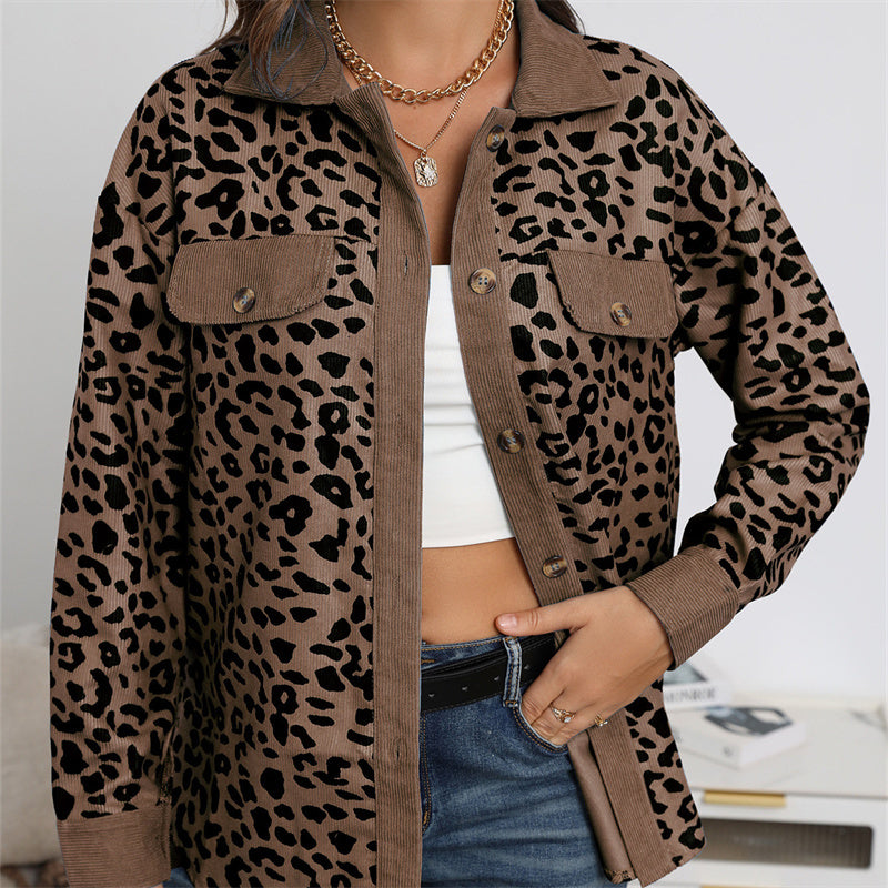 Image of Women's Fashion Leopard Print Long Sleeve Jacket