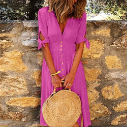 Image of V-neck tie dress