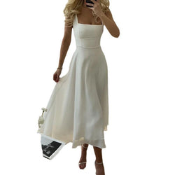 Image of Women's Fashion Square Collar Sling Temperament Waist-controlled Dress