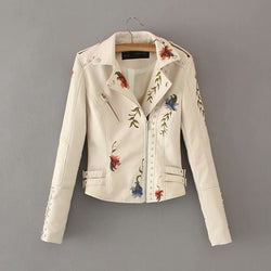 Image of Embroidered studded leather jacket