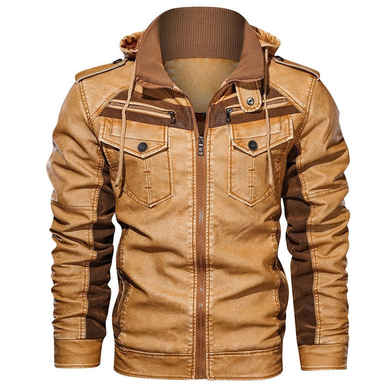 Image of Fashion Simple Men's Leather Short Jacket