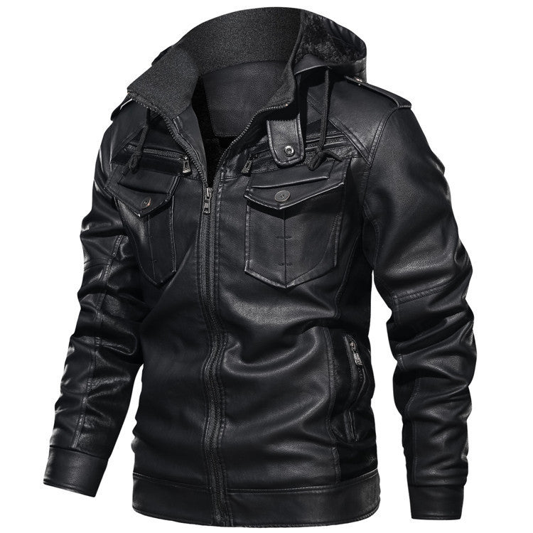 Image of Fashion Simple Men's Leather Short Jacket