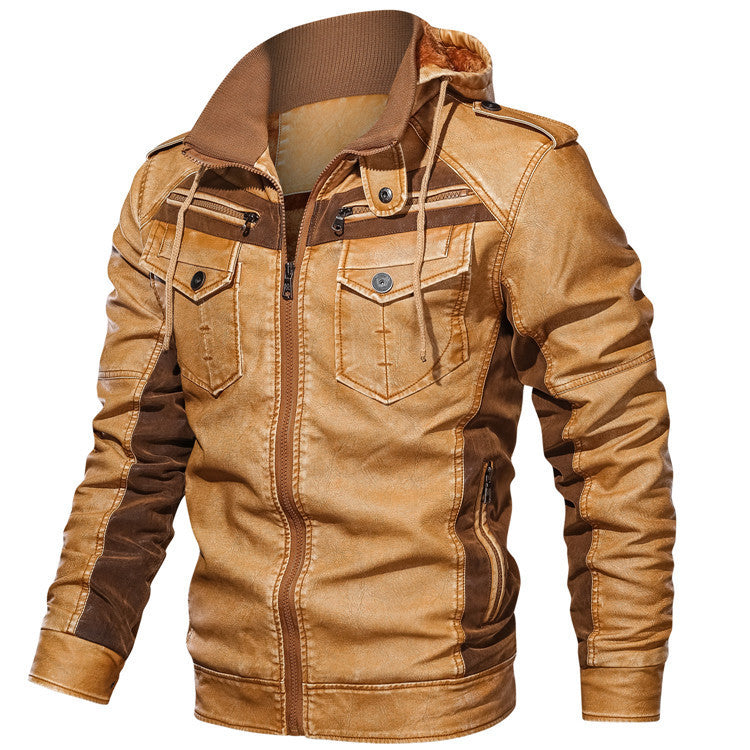 Image of Fashion Simple Men's Leather Short Jacket