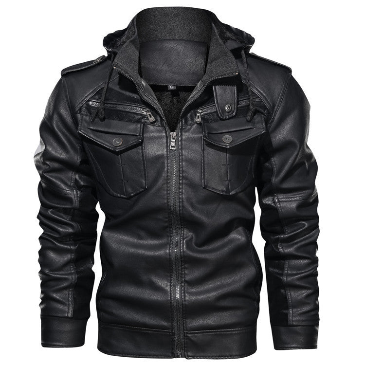 Image of Fashion Simple Men's Leather Short Jacket