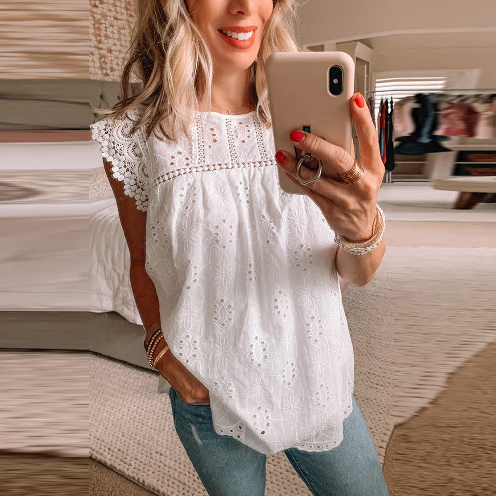 Image of European And American Lace Sleeveless Vest