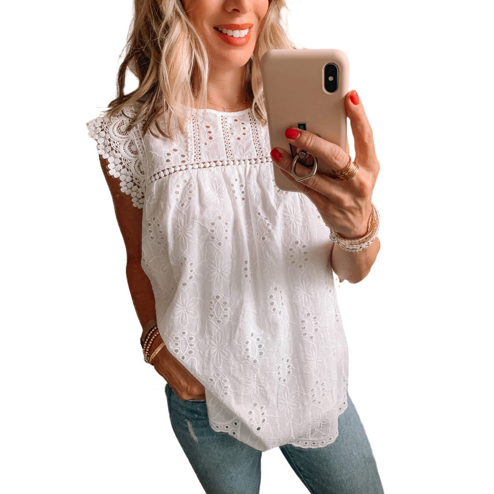 Image of European And American Lace Sleeveless Vest