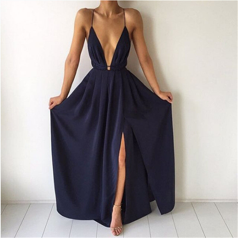 Image of Bigsweety Sexy Maxi Jurk Vrouwen Mouwloze Backless Boho Lange Jurk Bruidsmeisje Formele Summer Party Bandage Slit Jurk Vestidos