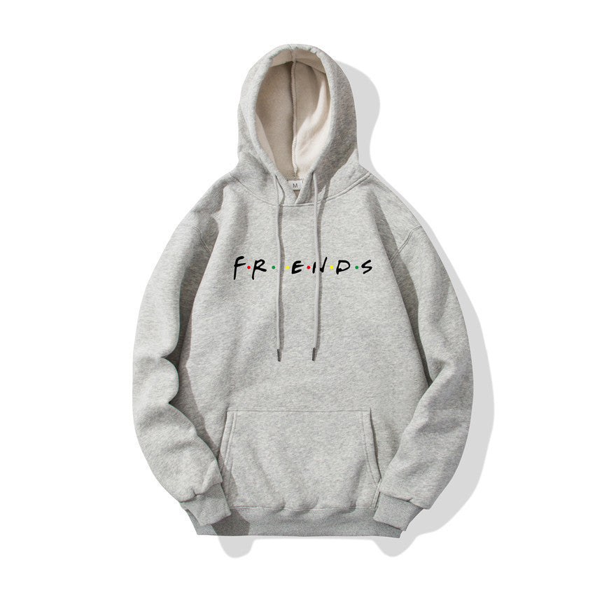 Image of Letter Printed Men's And Women's Hoodie Plush Casual Coat