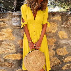 Image of V-neck tie dress