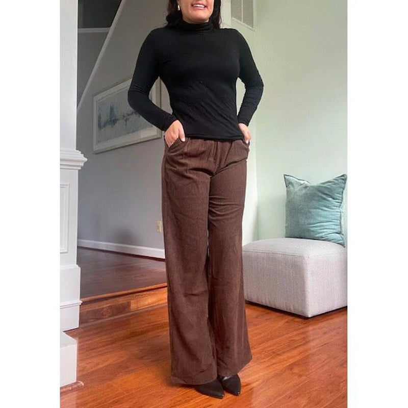 Image of Erin Espresso Corduroy Wide Leg Pant