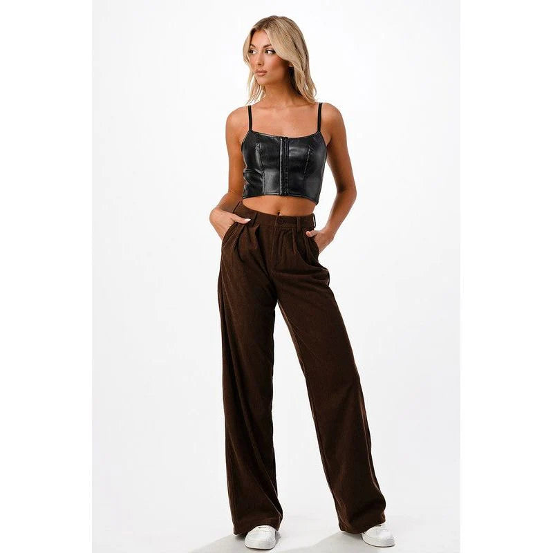 Image of Erin Espresso Corduroy Wide Leg Pant