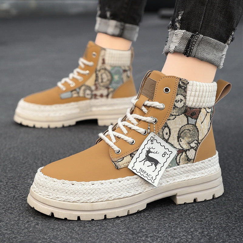 Image of Men's Casual All-match Worker Boot High-top Shoes