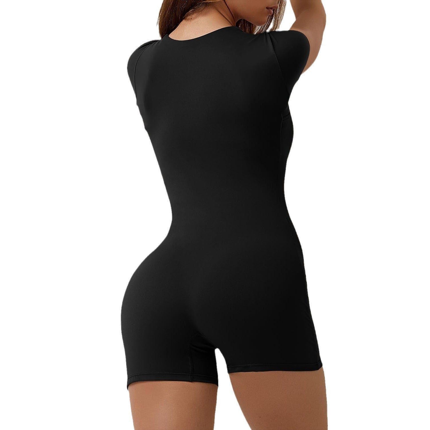 Image of European And American Nude Feel Yoga Short Sleeve One-piece Training