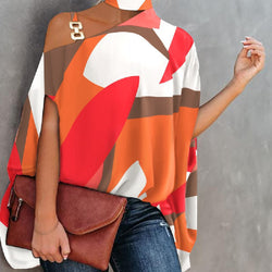 Image of Women's Fashion Bat Sleeve Printed Shirt