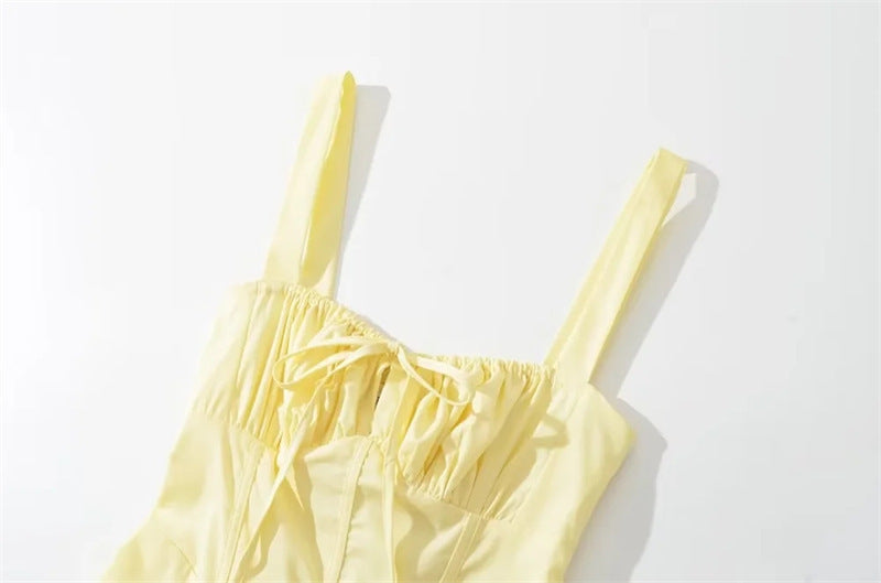 Image of Seaside Vacation Sling Back Cross Tied Slim Fit Overknee Dress