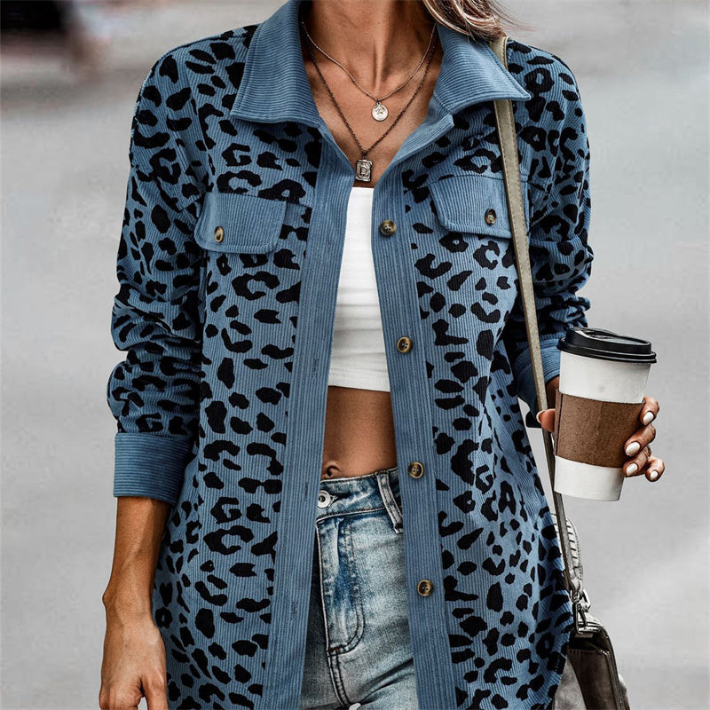 Image of Women's Fashion Leopard Print Long Sleeve Jacket