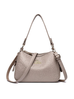 Image of Soft Leather Textured Ethnic Style Simple Versatile Large Capacity Shoulder Messenger Bag