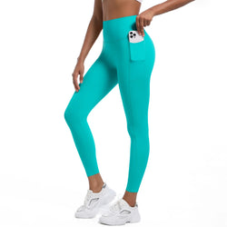 Image of Women'S Leggings Stretch Yoga Pants Tights with Pockets High Waist Push up Fitness Running Sportswear Solid Color Pants