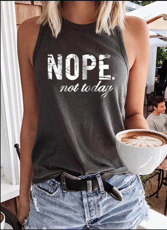 Image of Printed Crew Neck Sleeveless Vest