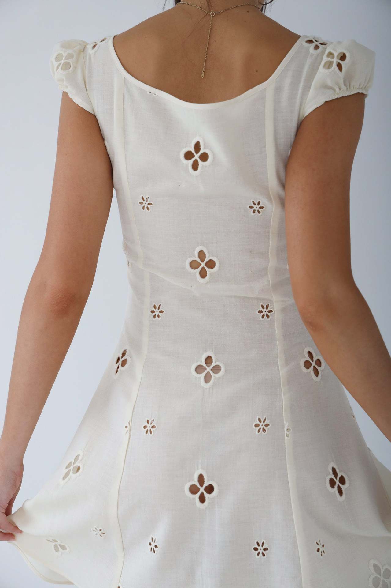 Image of Trendy Mid-length Cotton Embroidered Dress