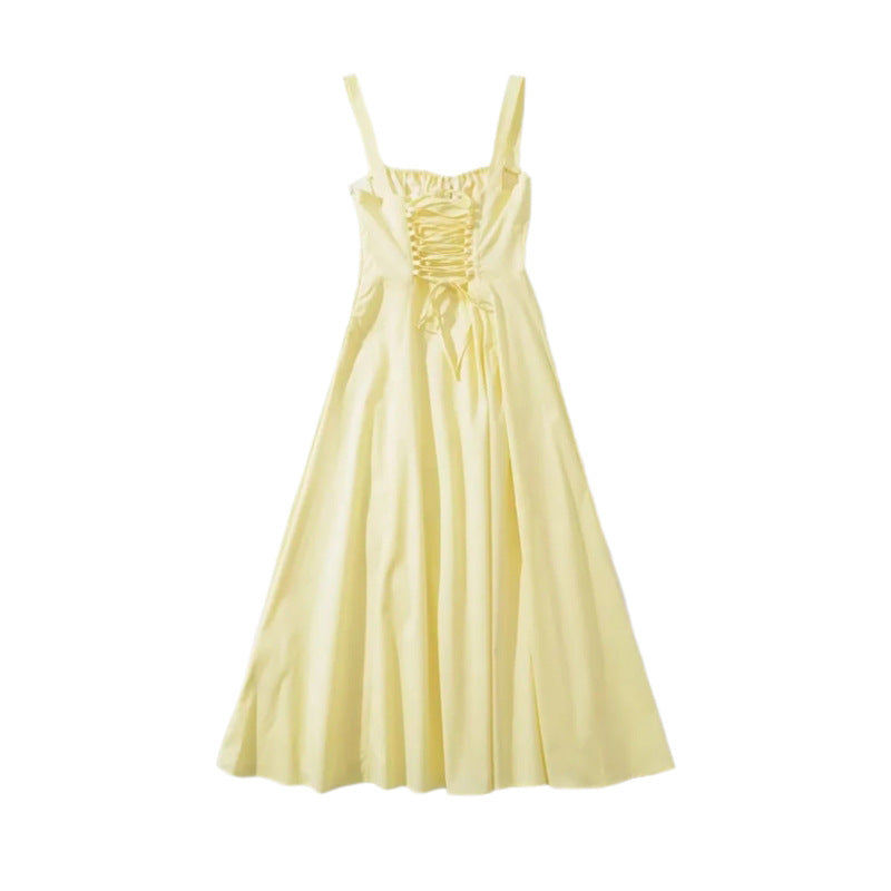 Image of Seaside Vacation Sling Back Cross Tied Slim Fit Overknee Dress