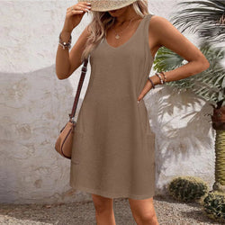 Image of Women's Casual Vest With Pockets Dress