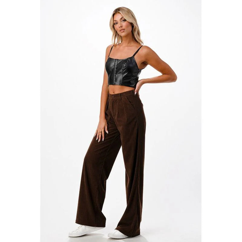 Erin Espresso Corduroy Wide Leg Pant