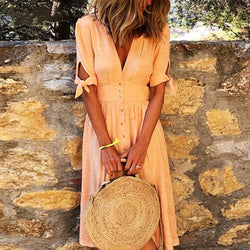 Image of V-neck tie dress
