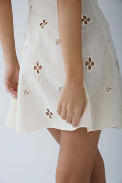 Image of Trendy Mid-length Cotton Embroidered Dress