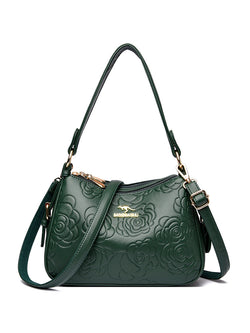 Image of Soft Leather Textured Ethnic Style Simple Versatile Large Capacity Shoulder Messenger Bag