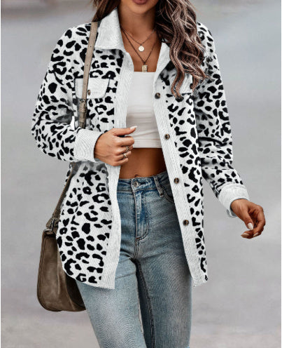 Image of Women's Fashion Leopard Print Long Sleeve Jacket