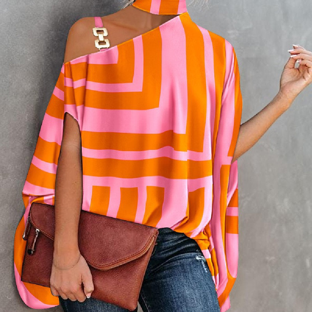 Image of Women's Fashion Bat Sleeve Printed Shirt