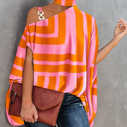 Image of Women's Fashion Bat Sleeve Printed Shirt