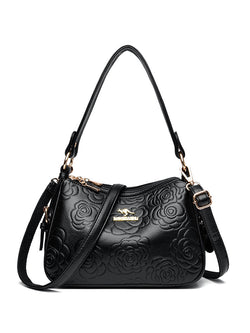 Image of Soft Leather Textured Ethnic Style Simple Versatile Large Capacity Shoulder Messenger Bag