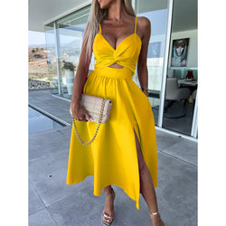 Image of Women's Fashion Hollowed-out Large Skirt Camisole Gown Dress