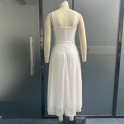 Image of Women's Fashion Square Collar Sling Temperament Waist-controlled Dress
