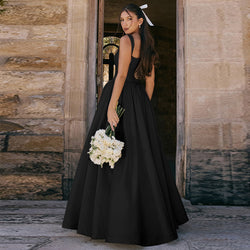 Image of Elegant Slim-fit Solid Color Dress Women