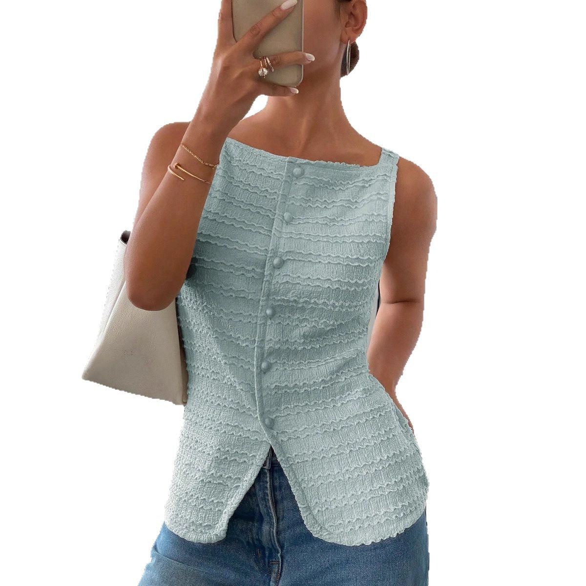 Image of Spring Sleeveless Vest Top Women's Clothing