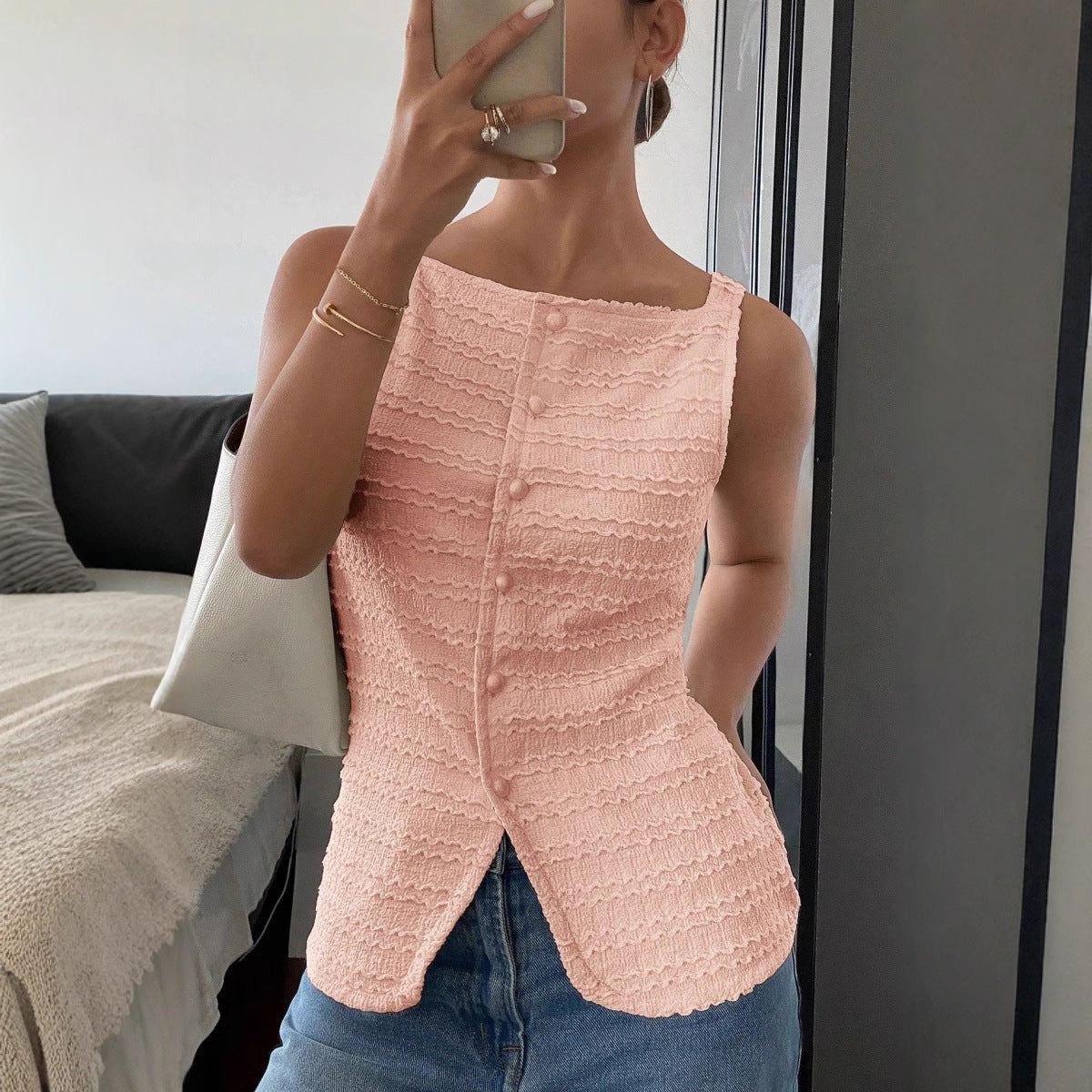 Image of Spring Sleeveless Vest Top Women's Clothing