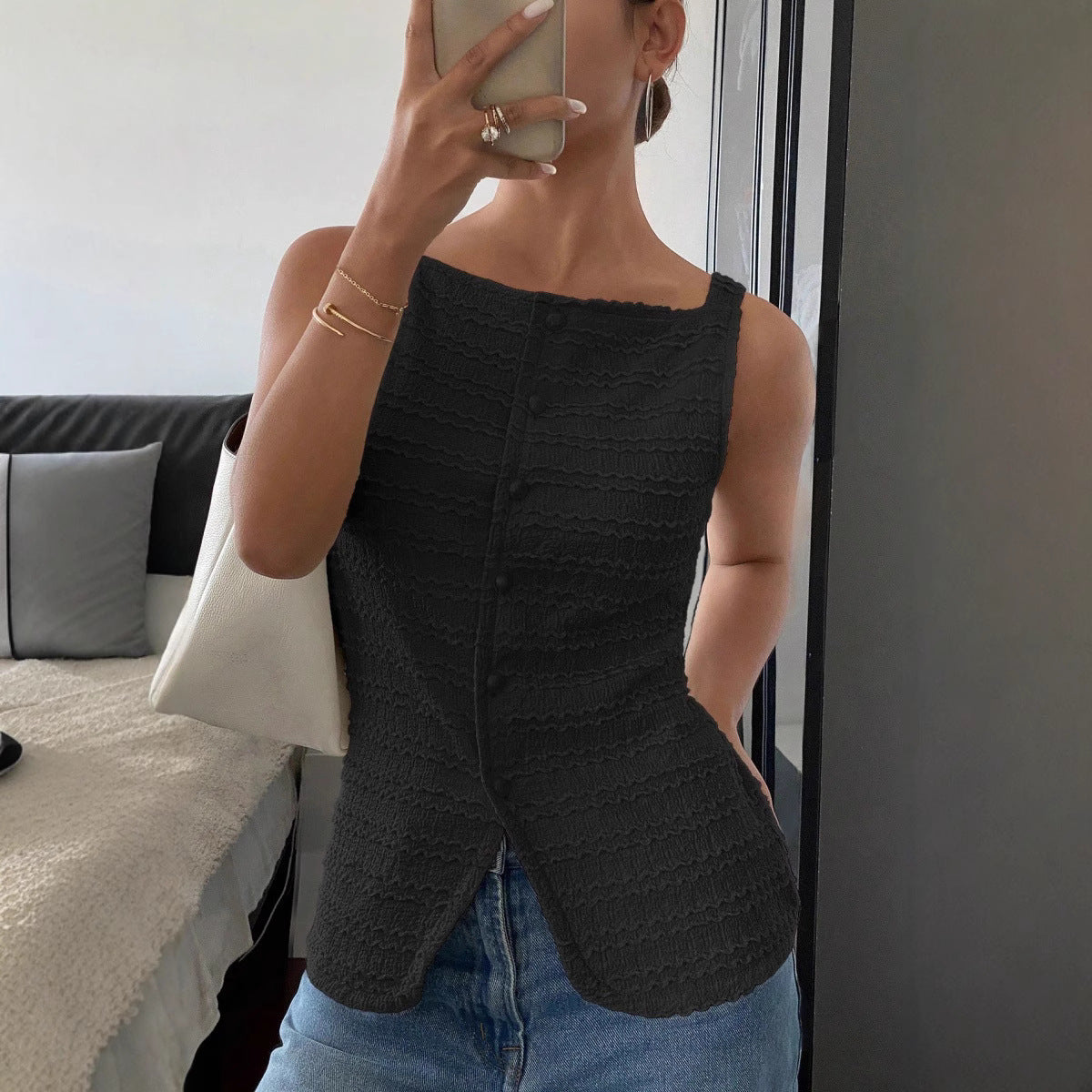 Image of Spring Sleeveless Vest Top Women's Clothing