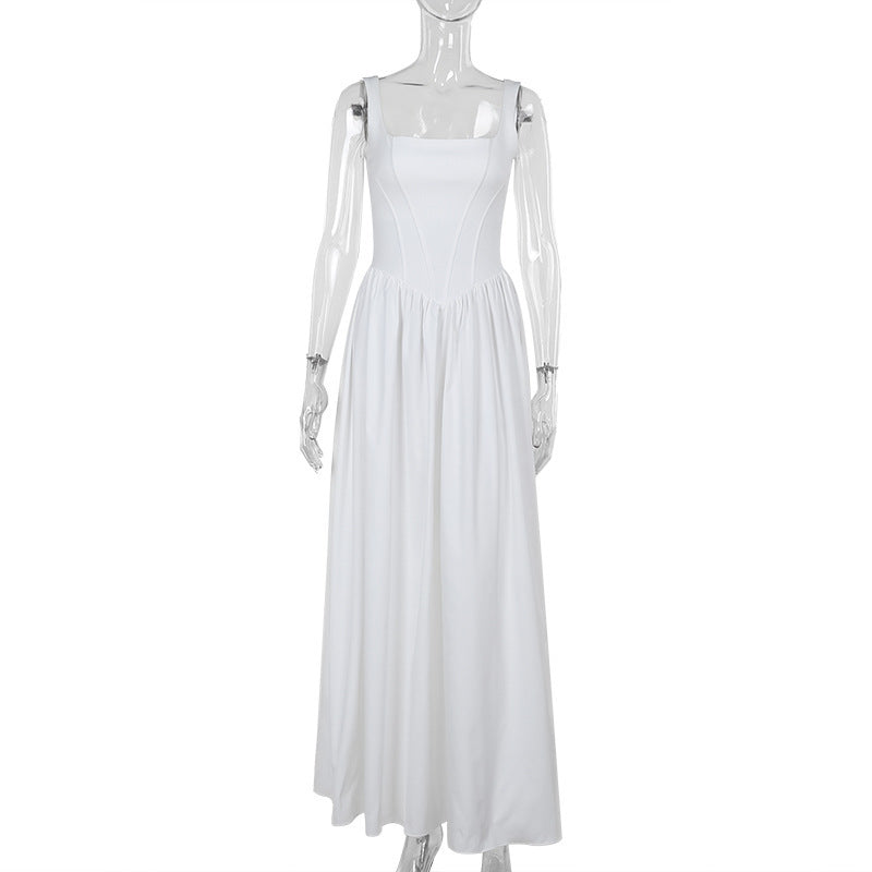 Image of Elegant Slim-fit Solid Color Dress Women