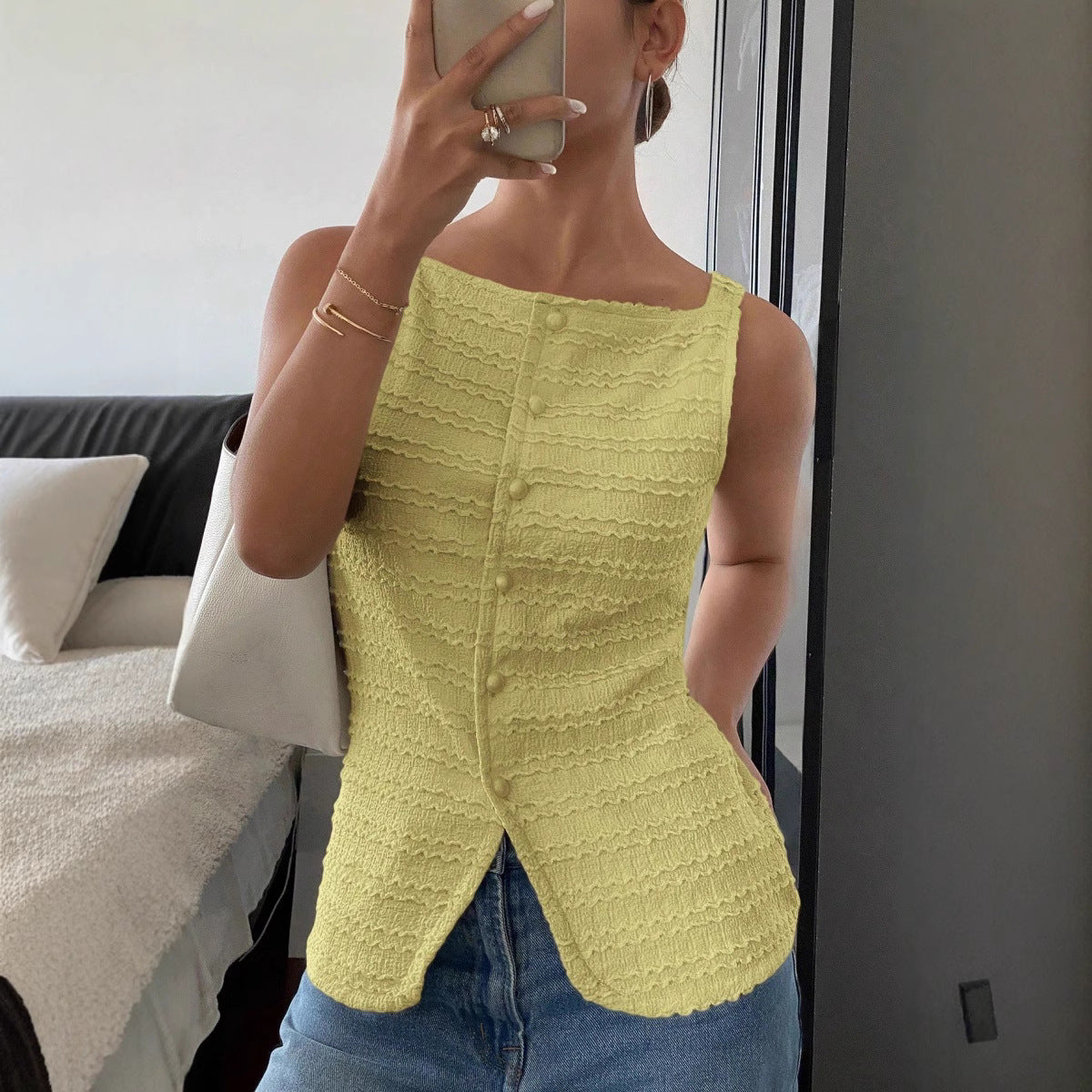 Image of Spring Sleeveless Vest Top Women's Clothing