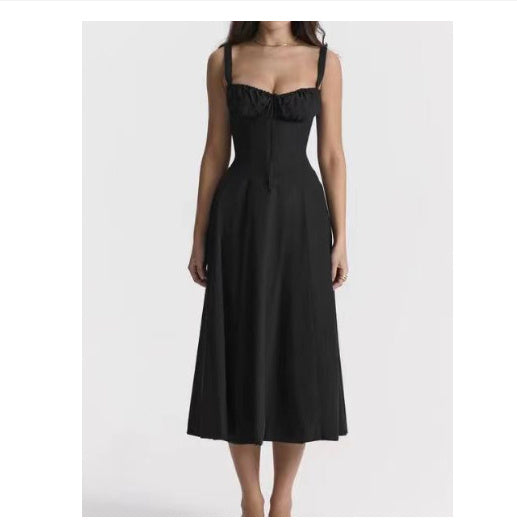 Image of Seaside Vacation Sling Back Cross Tied Slim Fit Overknee Dress