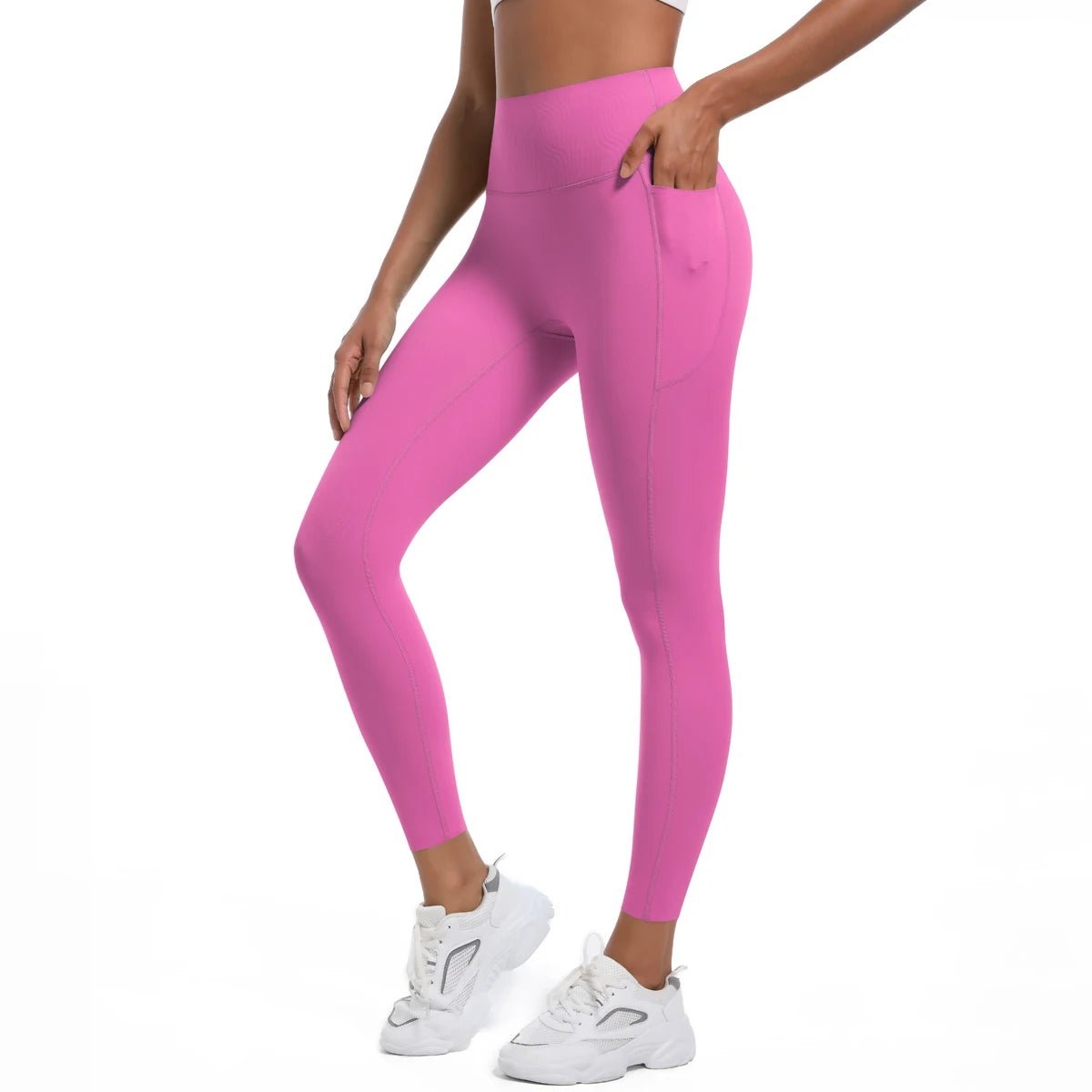 Image of Women'S Leggings Stretch Yoga Pants Tights with Pockets High Waist Push up Fitness Running Sportswear Solid Color Pants