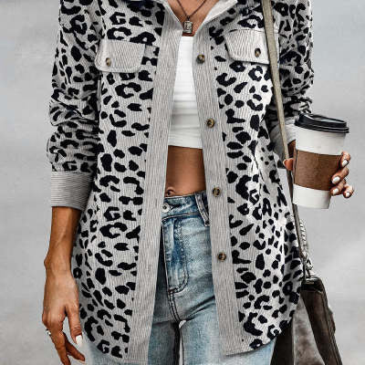 Image of Women's Fashion Leopard Print Long Sleeve Jacket