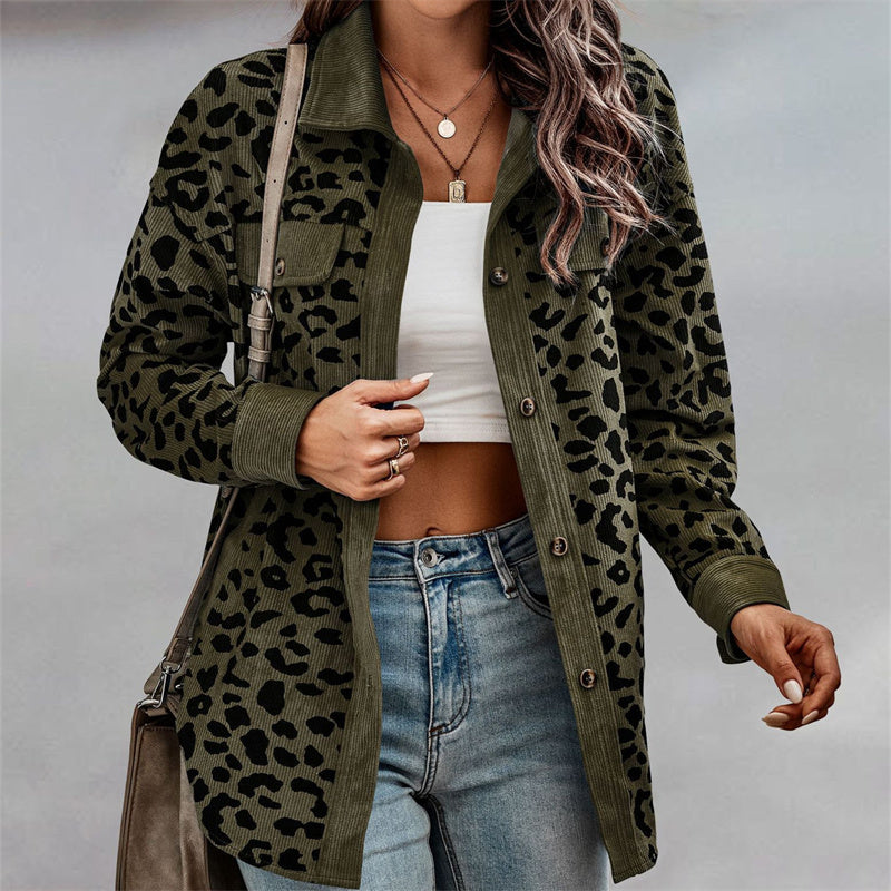 Image of Women's Fashion Leopard Print Long Sleeve Jacket