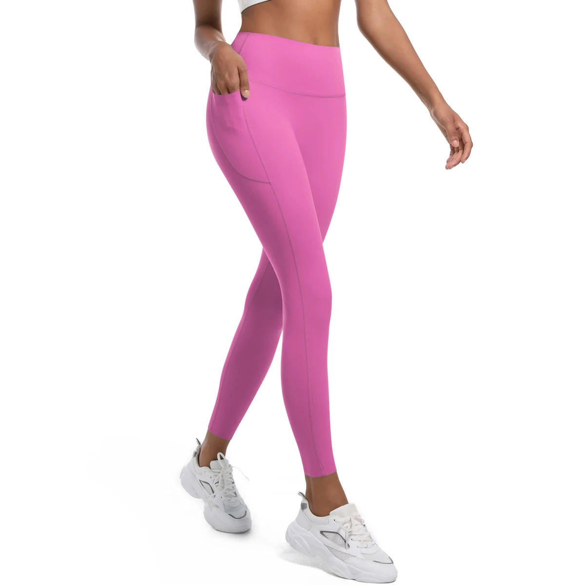 Image of Women'S Leggings Stretch Yoga Pants Tights with Pockets High Waist Push up Fitness Running Sportswear Solid Color Pants