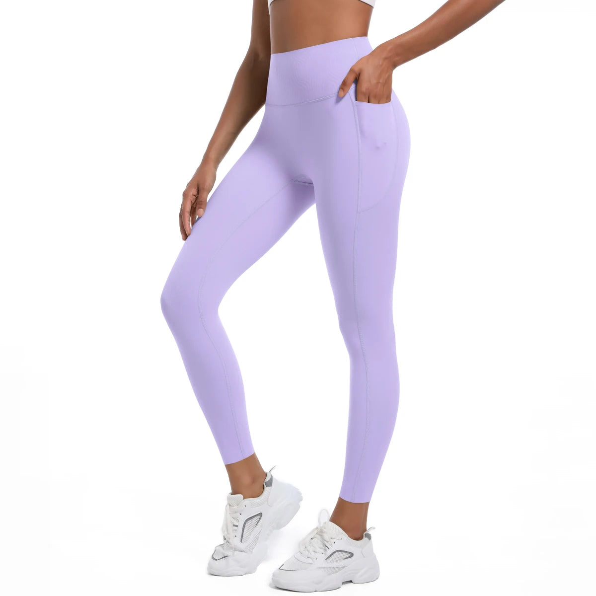 Women'S Leggings Stretch Yoga Pants Tights with Pockets High Waist Push up Fitness Running Sportswear Solid Color Pants